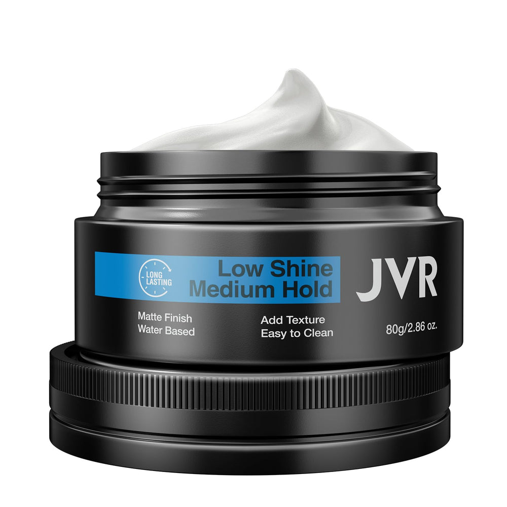 JVR Hair Clay packaging front shows premium, versatile styling for confidence