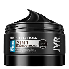 JVR Peel Off Mask jar close-up highlighting charcoal formula for deep cleansing