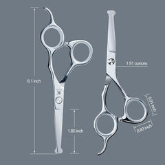 K KaCaKaCa professional safe hair cutting shears shown with curved ergonomic handle.