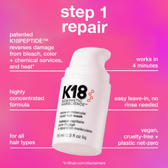 K18 Molecular Repair Minis Kit lightweight repair oil nourishes and detangles.