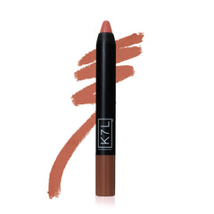 K7L Lipsilk matte crayon application closeup shows creamy texture and precise lip-liner feel.