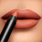 K7L Lipsilk Matte Lip Crayon swatch reveals rich orange-brown color and long-wear appeal.