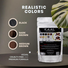 KAAL Hair Fiber Refill Pack application-demo image demonstrates easy application and immediate fullness.