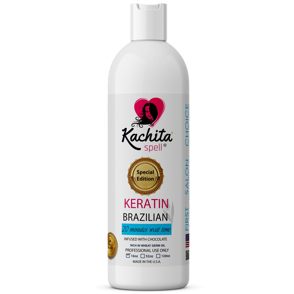 Kachita Spell bottle pour shows chocolate keratin for quick at-home smoothing