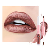 Kaely 2-in-1 lip product dual-ended for precise lip liner and defined metallic lipstick.