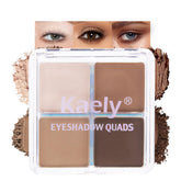 Kaely Powder Eyeshadow Quad natural brown swatches show long-wear and everyday elegance.