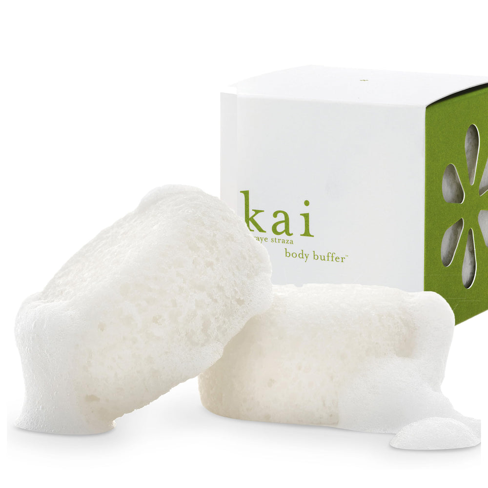 kai Body Buffer closeup exfoliating sponge for smoother skin after use