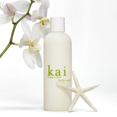 Kai Body Wash pour action with rich foam for a refreshing cleanse.