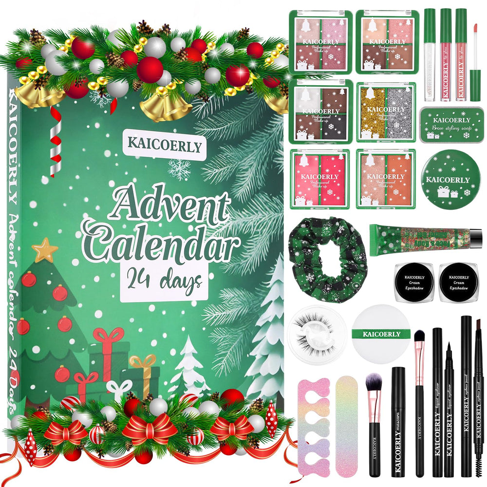 KAICOERLY makeup advent calendar front view showcasing 24-day festive surprises.