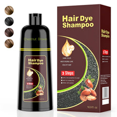 KAISASA Hair Dye Shampoo bottle shows Chestnut Brown shade for gray hair coverage