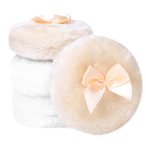 KALIONE four-piece fluffy powder puff beige closeup for even powder application