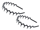KALIYOTO zigzag shark-tooth hair comb headbands two-pack in black for secure daily styling