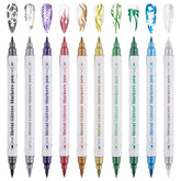 Kalolary 10-color glitter nail pens show metallic finish for precise dots and lines.