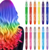 Kalolary 12-color hair chalk set close-up, vibrant sticks for quick, temporary color.