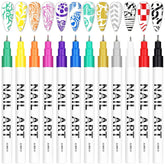 Kalolary 12-color nail art pens front view showing vibrant hues for quick, vibrant DIY designs.