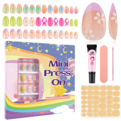 Kalolary 78-pcs kids press-on nails set in multiple designs for fun, mess-free at-home nail art.