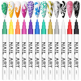 Kalolary nail art pens set shows 12 vibrant colors for versatile DIY designs.