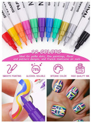 Kalolary nail art pens enable DIY patterns like dots, lines, flowers on natural or enhanced nails.