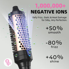 K&K Heated Curling Brush shows root-volume lift on model hair for fuller look.