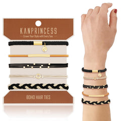 KANPRINCESS hair-tie-bracelet-set with five styles for everyday wear and easy hair management.