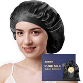 Kaome silk bonnet closeup shows 22 momme material for smooth, breathable hair care.