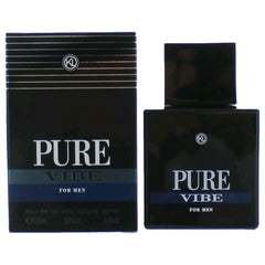 Karen Low Pure Vibe bottle front; versatile daily wear fragrance for men.