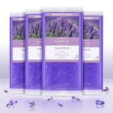 Karite Lavender wax beads 4-pack setup ready for a soothing paraffin session.