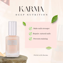 Karma Organic Deep Nutrition base coat application shows quick-dry formula for faster manicures