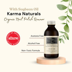 Karma Organic Nail Polish Remover used with a wipe on a manicure