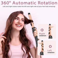 Karrong rotating curling iron auto-rotation demonstrates hands-free wave creation