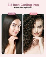 Karrong curling iron ergonomic handle demonstrates comfortable grip during styling.