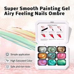 Karroy blooming aura nails paint shows blooming color transitions for chic nails.