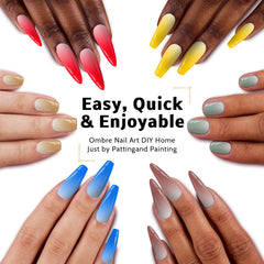 Karroy blooming aura nails display vibrant gradient for impressive color payoff.
