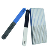 Karroy nail file buffer 4-steps design for quick shortening and shaping nails.