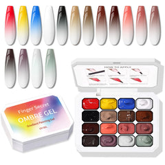 Karroy sponge pat paint nail gel creates a smooth ombre gradient manicure.