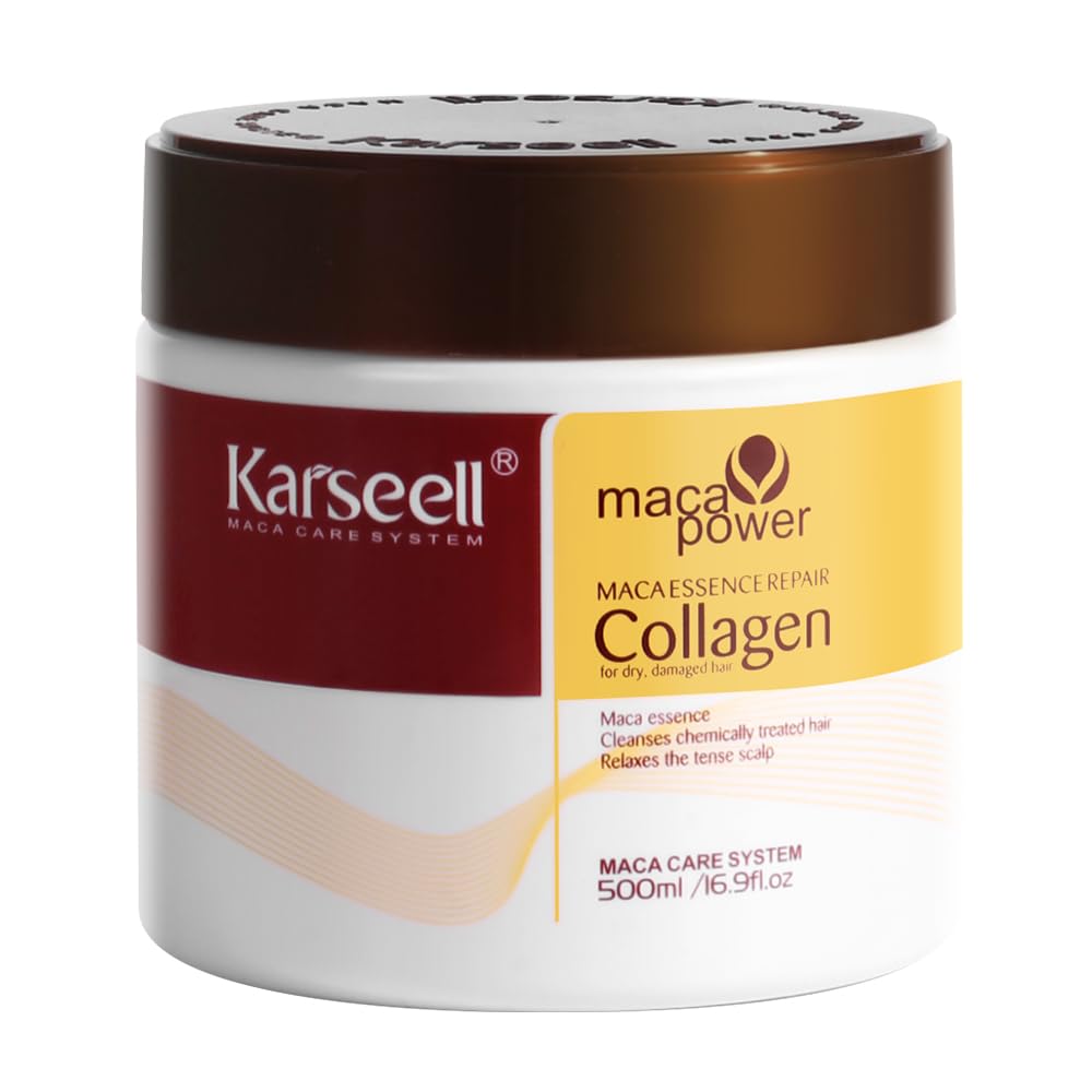 Karseell collagen hair treatment jar highlights rich conditioning for dry, damaged hair.