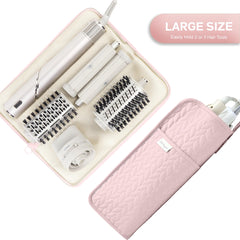 KarSyon heat-resistant mat and pouch in pink keeps hot tools safe on countertops.