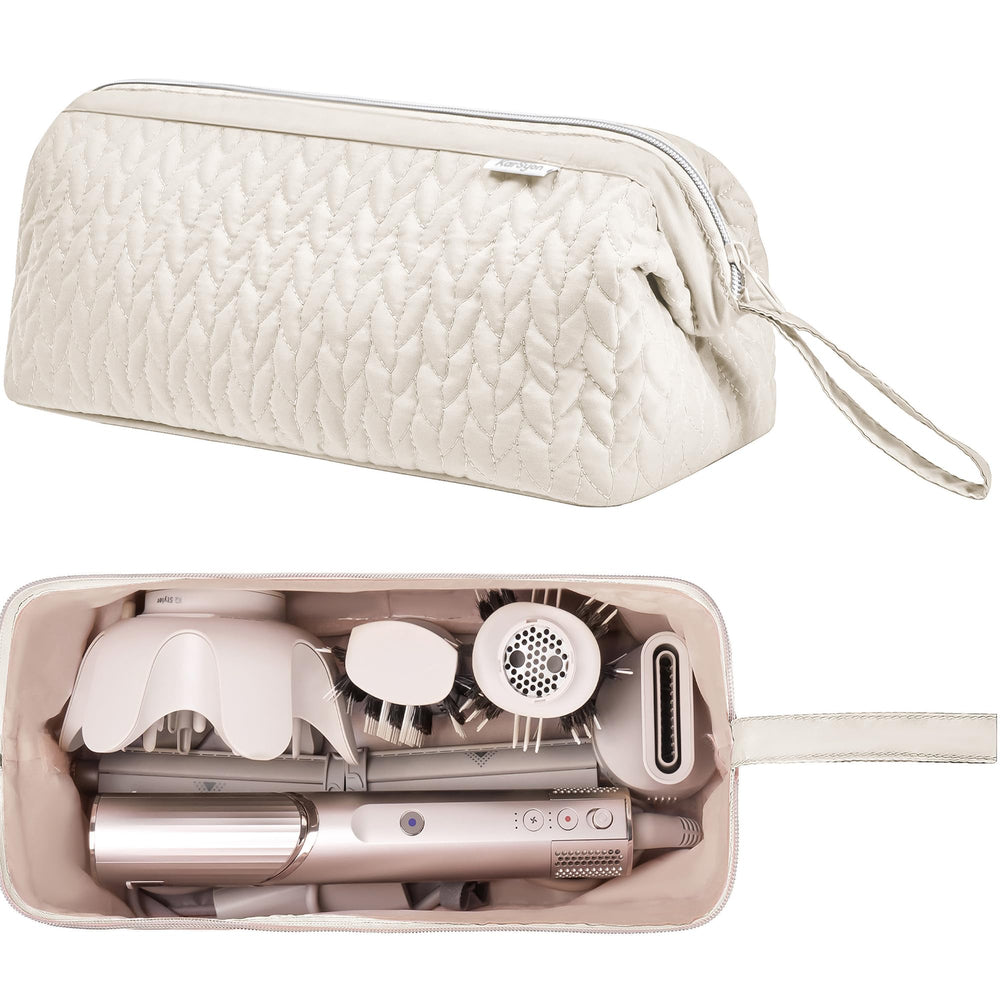 KarSyon Shark Flex Style Case beige open view showing roomy interior for accessories.