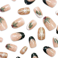KASOICRA Christmas press-on nails with French tip for quick winter styling