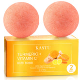 Kastu bath bombs turmeric lemon packaging for a natural, gift-ready spa experience.