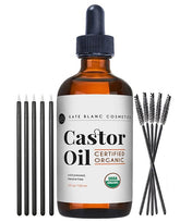 Kate Blanc Cosmetics castor oil bottle ready for daily brow conditioning.