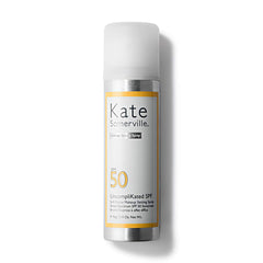 Kate Somerville UncompliKated SPF 50 bottle closeup for daily sun protection.