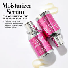 Kate Somerville Wrinkle Warrior HA3 triple-molecule formula graphic emphasizes deep hydration.