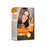 KATIVA Brazilian Keratin Treatment Kit package shows salon-grade results for at-home frizz control.