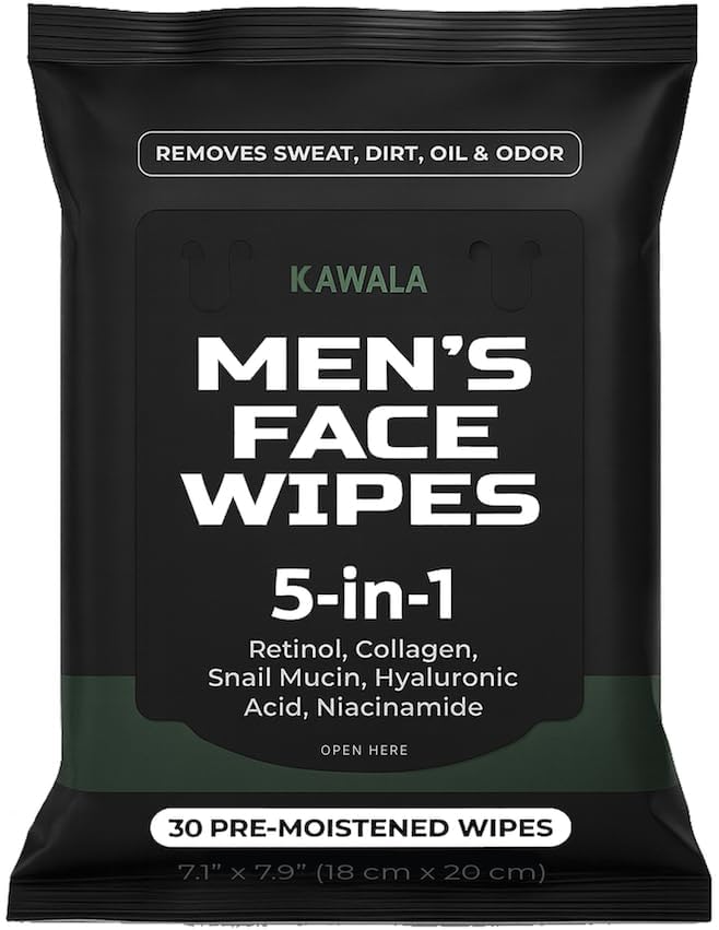 Kawala mens face wipes pack close-up for quick post-workout refresh