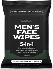 Kawala mens face wipes pack close-up for quick post-workout refresh