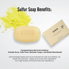 Kawar Dead Sea Sulfur Soap ingredients label, highlighting mineral-rich formulation supporting skin health.