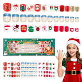 Kawyehu Kids Christmas press-on nails packaging—ready-to-use holiday set for quick nail art.
