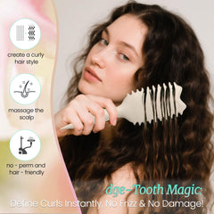 Kazunark brush with staggered teeth for fast detangling and smoother curls.