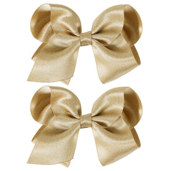KCHIES 4-inch champagne gold bow closeup showing sparkling detail for daily outfits